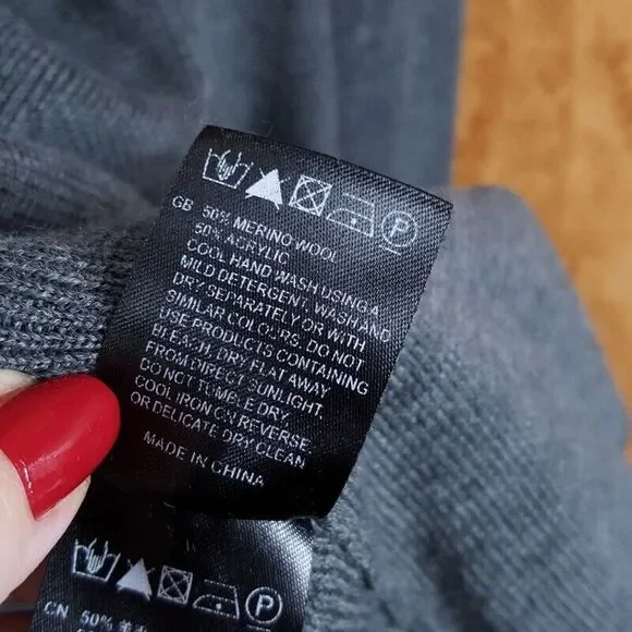 REISS Sweater Womens Medium Gray Open Draped Cardigan Merino Wool Blend - Picture 5 of 8